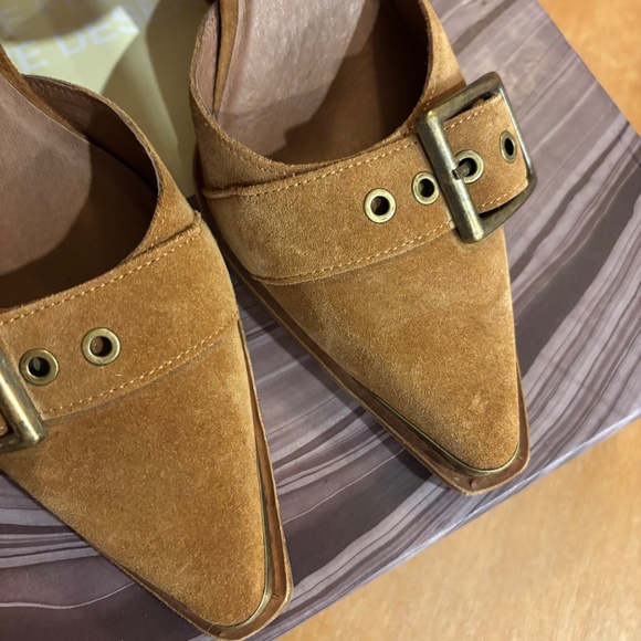 New Free People x Jeffrey Campbell Tan Suede Hendrix Strap Heels Size 10 - Picture 4 of 15